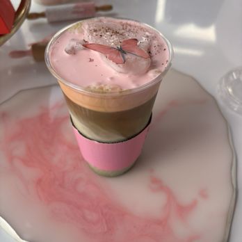 Kouklas Cafe - Matcha latte with strawberry foam - Bakeries Near Me - San Diego, California