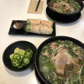 LimeNBasil - My steak pho and egg rolls - Vietnamese Near Me - Fresno, California