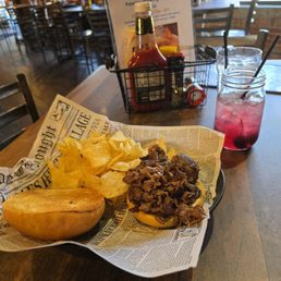 Prime rib sandwich and Cherry Poppins