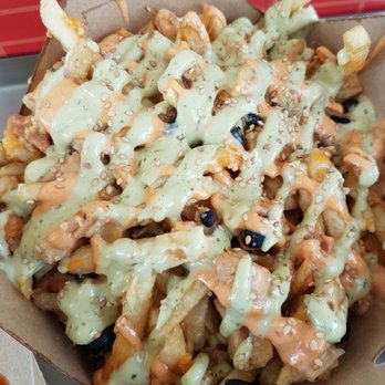 The Fat Queso - Dirty Fries with your choice of meat (we got miso marinated chicken breast!) - Food Trucks Near Me The Fat Queso - Dirty Fries with your choice of meat (we got miso marinated chicken breast!) - Food Trucks Near Me