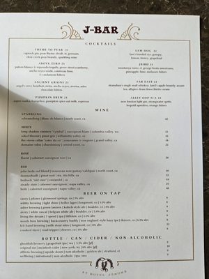 Menu photo 2 J Bar Aspen, CO