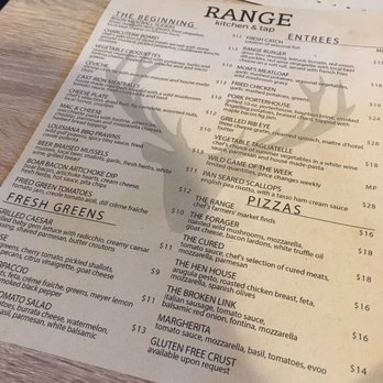 RANGE kitchen & tap - menu - New American Near Me - Roseville, California