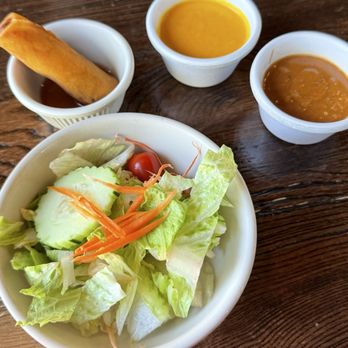 Cilantro Asian Bistro - Davie - All lunches served with soup or salad and a spring roll. We both chose salad (both sauces on the side) - Asian Fusion Near Me - Davie, Florida Cilantro Asian Bistro - Davie - All lunches served with soup or salad and a spring roll. We both chose salad (both sauces on the side) - Asian Fusion Near Me - Davie, Florida