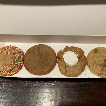 Crumbl - Cypress - 4 cookie pack- cake batter, Hazelnut Nutella, s'mores & chocolate chip - Bakeries Near Me - Cypress, Texas Crumbl - Cypress - 4 cookie pack- cake batter, Hazelnut Nutella, s'mores & chocolate chip - Bakeries Near Me - Cypress, Texas