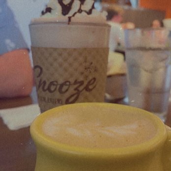 Snooze, an A.M. Eatery - Lavender latte and Snooze Hot Chocolate - Breakfast & Brunch Near Me - Austin, Texas Snooze, an A.M. Eatery - Lavender latte and Snooze Hot Chocolate - Breakfast & Brunch Near Me - Austin, Texas