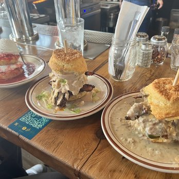 Denver Biscuit Co. - Broadway - DBC with Nashville hot fried chicken in the middle - Breakfast & Brunch Near Me - Denver, Colorado