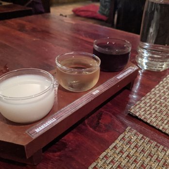 HanGawi - Korean wine samplers (makgeolli, herb, black raspberry) - Vegetarian Near Me - New York, New York HanGawi - Korean wine samplers (makgeolli, herb, black raspberry) - Vegetarian Near Me - New York, New York