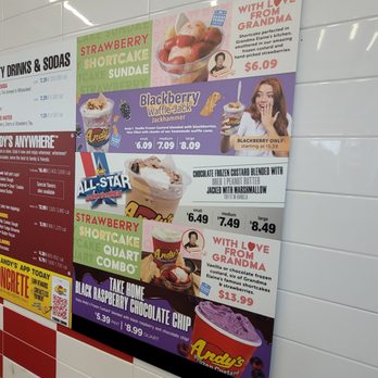 Andy's Frozen Custard - menus on the wall - Ice Cream & Frozen Yogurt Near Me - Athens, Georgia Andy's Frozen Custard - menus on the wall - Ice Cream & Frozen Yogurt Near Me - Athens, Georgia