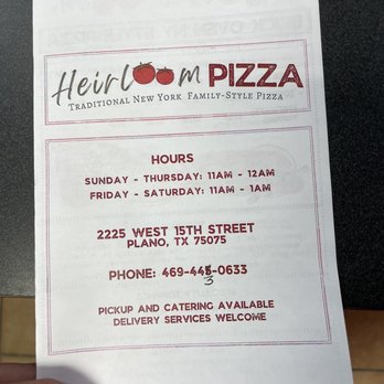 Heirloom Pizza - Takeout Menu - Pizza Near Me - Plano, Texas