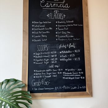 Carmela Ice Cream - Menu. - Ice Cream & Frozen Yogurt Near Me - Pasadena, California