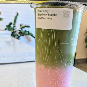Eightfold Tea Shoppe - Strawberry matcha with boba. Shake it before you punch in the straw - Bubble Tea Near Me - Costa Mesa, California Eightfold Tea Shoppe - Strawberry matcha with boba. Shake it before you punch in the straw - Bubble Tea Near Me - Costa Mesa, California