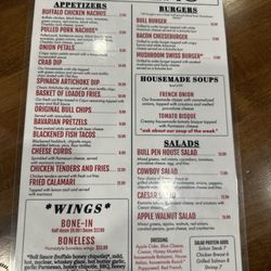 Bull Pen Restaurant & Lounge - Menu