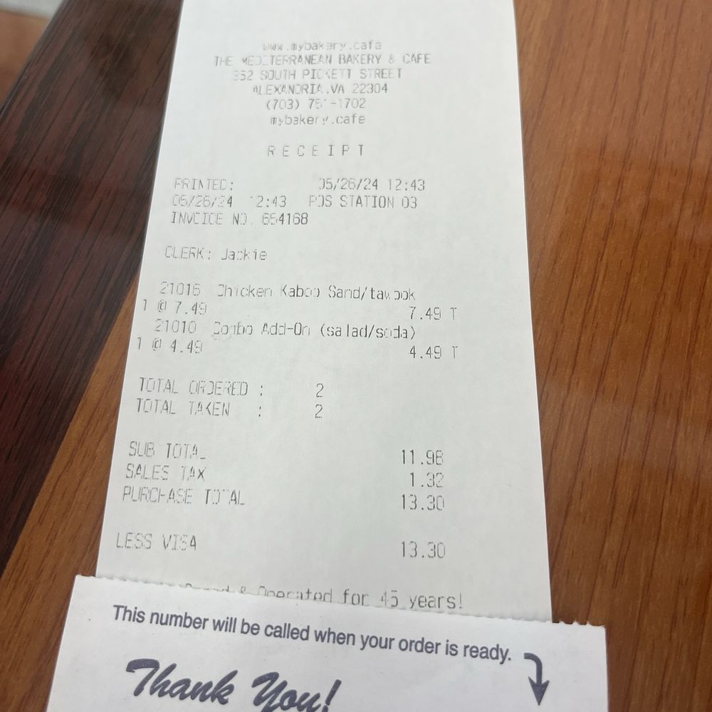 Mediterranean Bakery & Cafe - receipt - Bakeries Near Me - Alexandria, Virginia Mediterranean Bakery & Cafe - receipt - Bakeries Near Me - Alexandria, Virginia