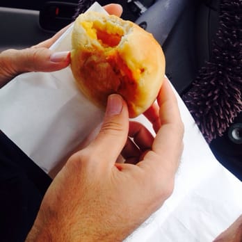 Kolache Factory - Inside of cheesy egg kolache - Breakfast & Brunch Near Me - Plano, Texas