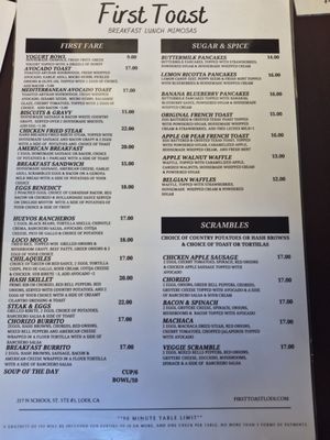 Menu photo 1 First Toast Lodi, CA
