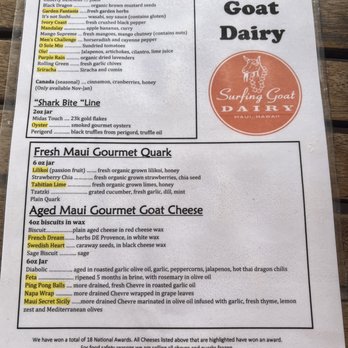 Surfing Goat Dairy - Menu - Cheese Shops Near Me - Kula, Hawaii Surfing Goat Dairy - Menu - Cheese Shops Near Me - Kula, Hawaii