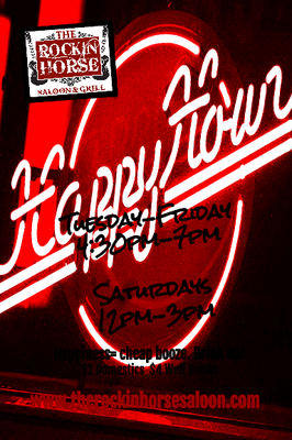 Photo of The Rockin' Horse Saloon & Grill - Oak Forest, IL, US. The Rockin' Horse Saloon & Grill in Oak Forest, just outside of Chicago, has a happy hour special 5 days a week.