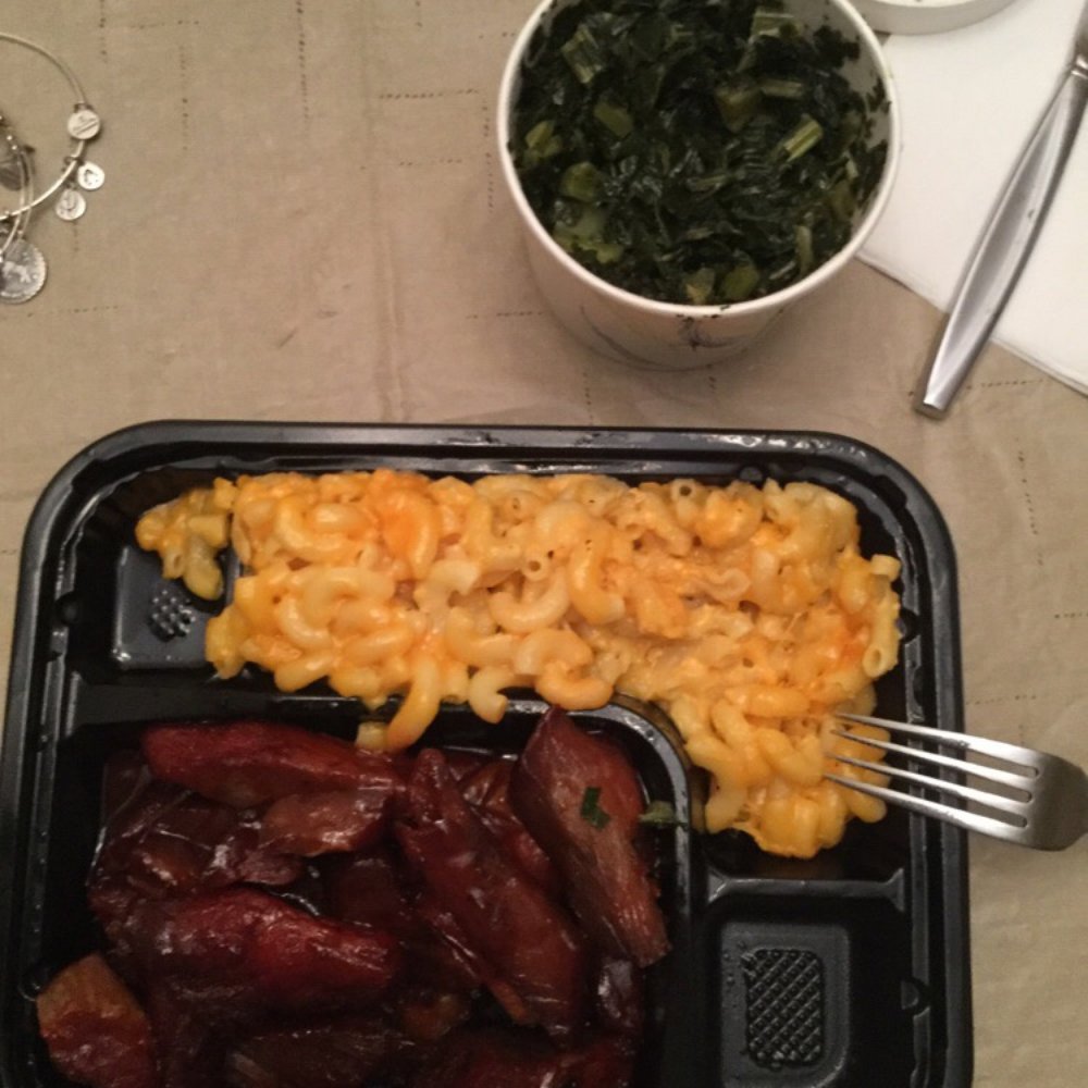 1370 Hibachi Express - Boneless spare ribs with baked mac and cheese and collard green - Soul Food Near Me - Hamden, Connecticut