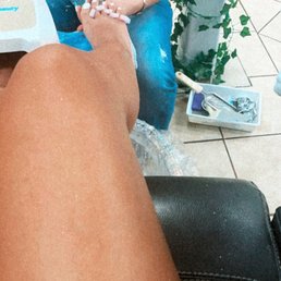 Lavender pedi, white shellac polish