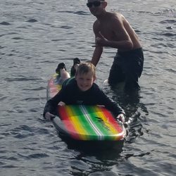 Big Island Surf Company - Cobie and my 8yr old after his surf lesson.