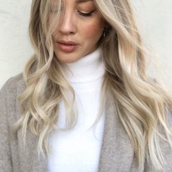 Bright blonde balayage and cut