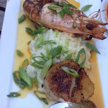 Francesca's Cucina - App Special, jerk spiced scallop and prawn over Parmesan risotto. - Italian Near Me - Syracuse, New York Francesca's Cucina - App Special, jerk spiced scallop and prawn over Parmesan risotto. - Italian Near Me - Syracuse, New York