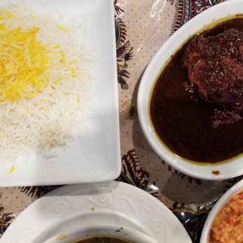 Caspian Kabob & Grill - Fesenjan (chicken in pomegranate & walnut sauce) and rice - Persian/Iranian Near Me - Columbus, Ohio Caspian Kabob & Grill - Fesenjan (chicken in pomegranate & walnut sauce) and rice - Persian/Iranian Near Me - Columbus, Ohio