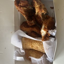 Grandma Stamms Comfort Food - Chicken breast, strips, and Mac n cheese egg roles