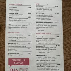 Lena Specialty Coffee - Food menu