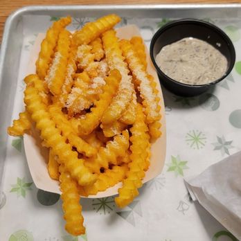 Shake Shack Huntington Beach - Limited Edition: Black Truffle Parmesan Fries -- Crinkle-cut fries were perfectly crispy! Black truffle sauce was delish! - Burgers Near Me - Huntington Beach, California Shake Shack Huntington Beach - Limited Edition: Black Truffle Parmesan Fries -- Crinkle-cut fries were perfectly crispy! Black truffle sauce was delish! - Burgers Near Me - Huntington Beach, California