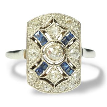 Osprey - Art Deco ring in set with calibrated sapphires and diamonds, from Osprey Paris. - Jewelry Near Me - Paris, 75