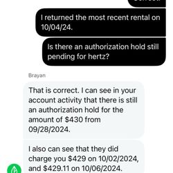 Hertz Rent A Car - Conversation with Uber Pro Card Support