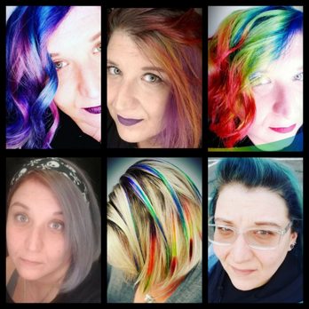 Gumdrop Hairdressing - Just a few of my favorite looks by Nico:  Unicorn, autumn, rainbow,  burgundy/grey blend, rainbow peek-a-boo, and multi-blue - Hair Salons Near Me - Montclair, New Jersey