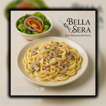 Bella Sera - Fettuccine Carbonara - Pizza Near Me - Schulenburg, Texas