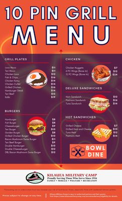 Menu photo 2 10 Pin Grill Volcano, HI Menu photo 2 10 Pin Grill Volcano, HI