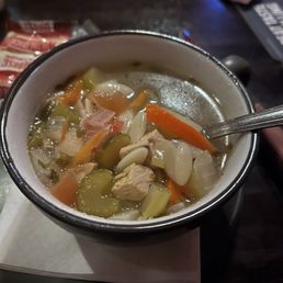 Greek chicken orzo soup