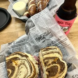 Alter Metal Recycling - Tsunami sandwich is s a corn beef turkey rueben on pumpernickel bread.  Oh My delish!  Everyone else were equally pleased with their meals!