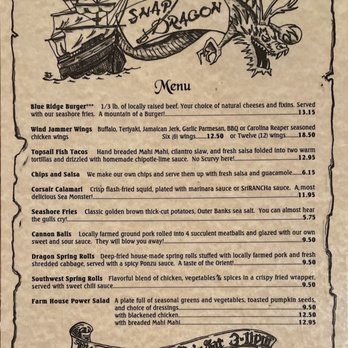 Snap Dragon - the menu for the restaurant - Bars Near Me - Burnsville, North Carolina