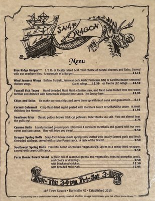 Menu photo 6 Snap Dragon Burnsville, NC