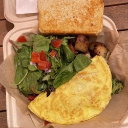 Lemon Tree Cafe - Spinach artichoke omelet underneath the toast