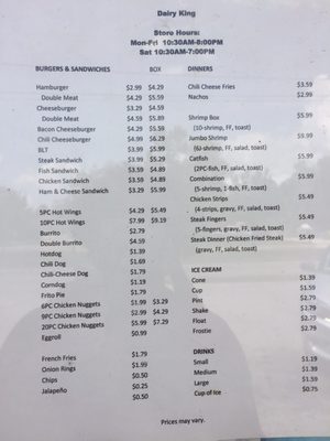Menu photo 2 Dairy King Houston, TX
