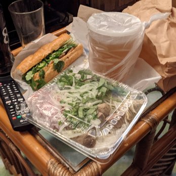 Asian Express - huge bahn mi and pho broth with all the fixings for like $18 - Vietnamese Near Me - Capitola, California