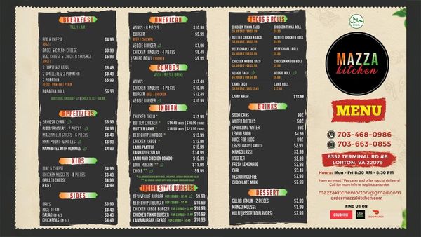 Menu photo 1 Mazza Kitchen Lorton, VA