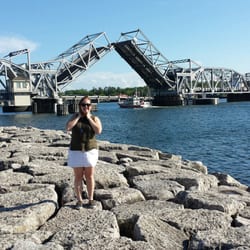 My niece at the Old Steel Bridge.