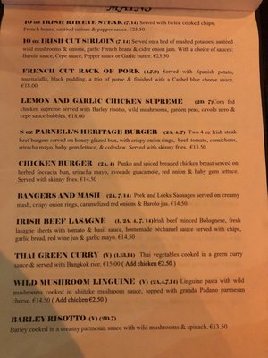Menu photo 5 The Parnell Heritage Bar & Grill Dublin, D Menu photo 5 The Parnell Heritage Bar & Grill Dublin, D