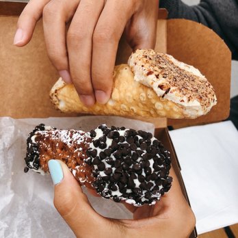 Mike's Pastry - Hazelnut (top),  Florentine Cannoli - Bakeries Near Me - Somerville, Massachusetts
