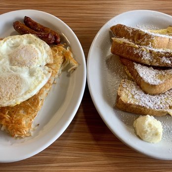 Southshore Cafe - French Toast w/ Hash Browns, 2 Over Easy Eggs, 2 Link Sausages - American Near Me - Alameda, California Southshore Cafe - French Toast w/ Hash Browns, 2 Over Easy Eggs, 2 Link Sausages - American Near Me - Alameda, California