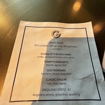 The Grant - Happy hour menu - Cocktail Bars Near Me - Los Angeles, California