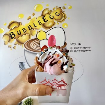 Bubble Egg - Strawberry Good Ice Cream Waffle - Asian Fusion Near Me - Katy, Texas