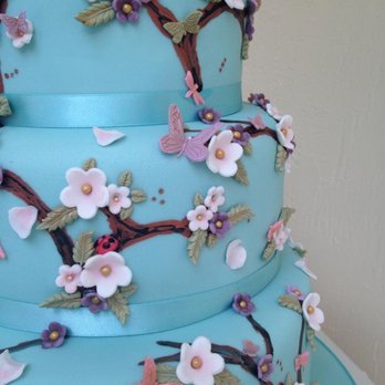 The Pocket Bakery - Handpainted Wedding Cake with Handmade Sugar Flowers by The Pocket Bakery, Portskewett - Custom Cakes Near Me - Caldicot, MON